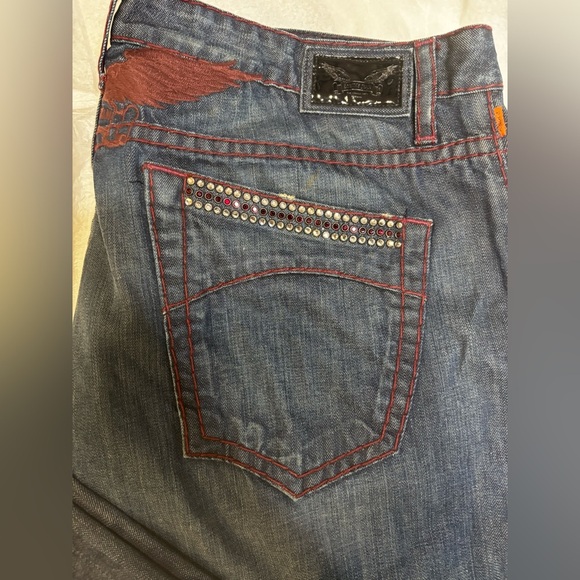 Robins Jean Embellished Rhinestone Straight SZ 44 Y2K - Picture 5 of 9